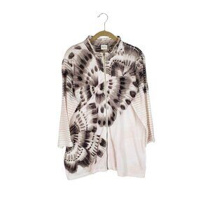 Chicos Zenergy Victoria Jacket Butterfly Pink Metallic Mesh est Size Large